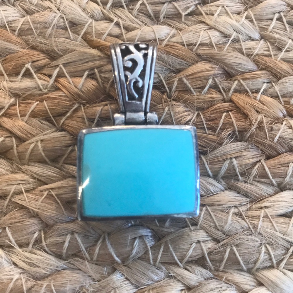 Sterling Silver Intricate Turquoise Charm.